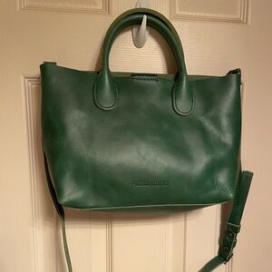 Portland Leather Raindrop Crossbody Bag in Cowboy Mint green.
